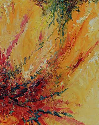 A close up of a painting with a lot of colors