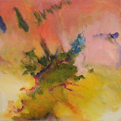 A close up of a painting of a flower on a table.