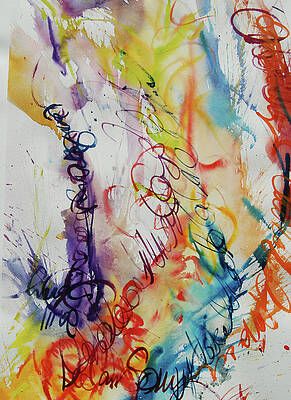 A close up of a colorful painting on a white background