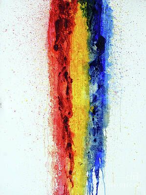 A painting of a rainbow on a white background