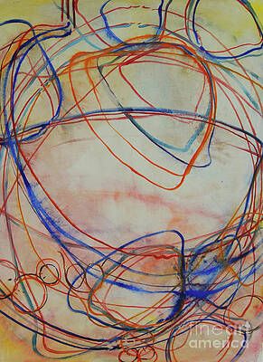 It is a painting of a circle with a lot of lines in it.