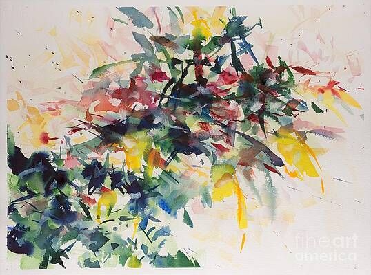 A colorful painting of flowers on a white background