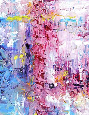 A close up of a colorful painting of flowers on a white background.