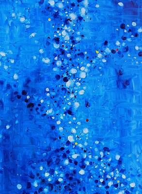 A blue background with white dots on it