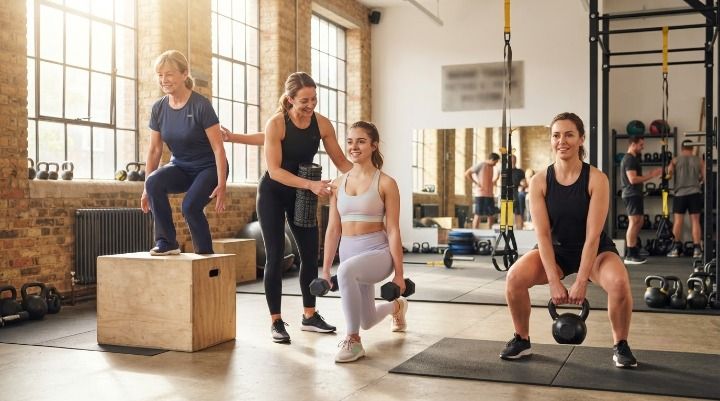 Coach adapting exercises for all ages and fitness levels, West Hampstead