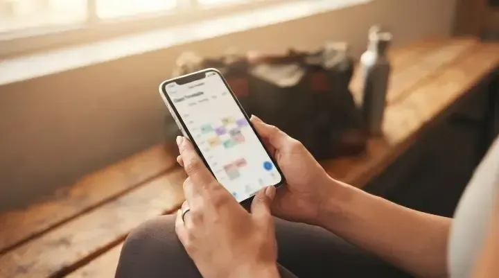 Member booking a HIIT class on a gym app on her phone