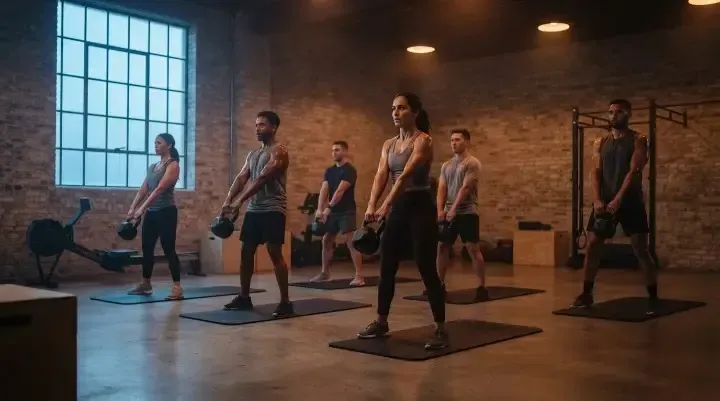 Early morning HIIT class with members training before work in West Hampstead