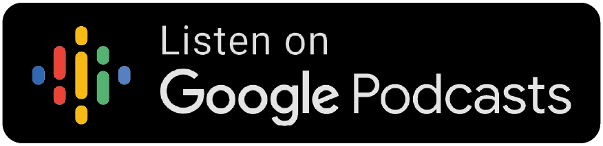 Listen on Google Podcasts badge with multicolored vertical dots on black background