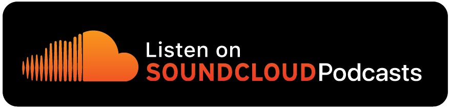 SoundCloud Podcasts logo in orange and black with “Listen on” text