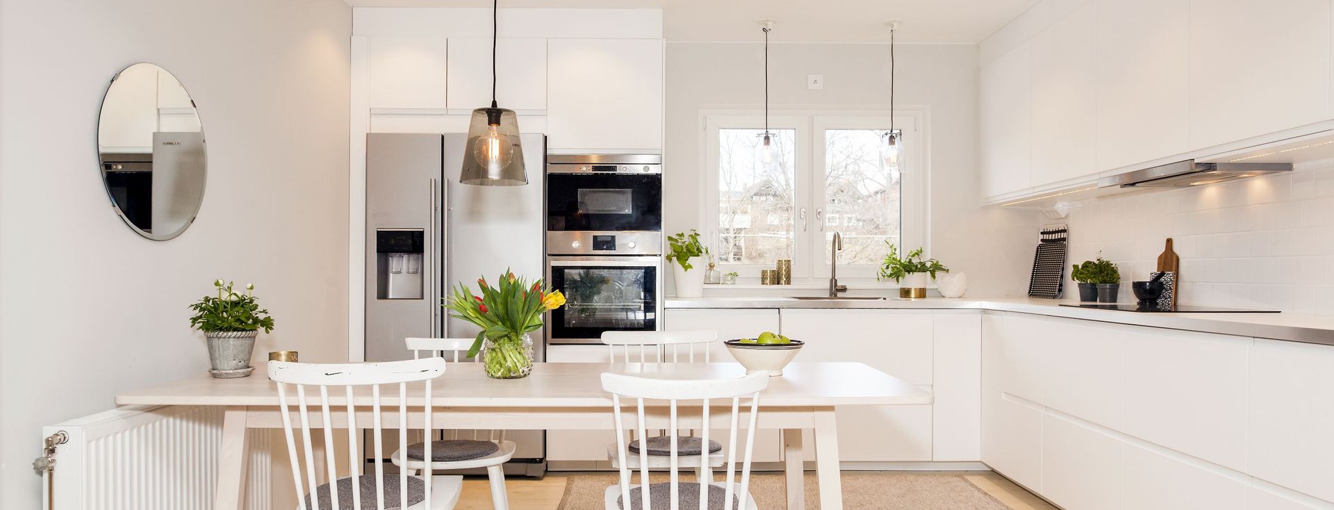 horizontal banner kitchen interior table white