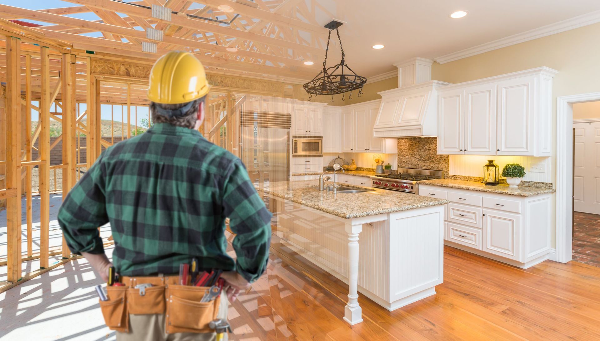 contractor standing front custom kitchen construction