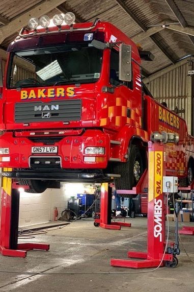 Bakers truck being serviced