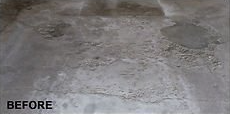 Concrete floor with cracks and damage, labeled 