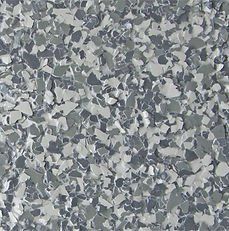 Gray and white epoxy floor with speckled chips.