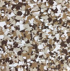 Brown, beige, and white flecked epoxy flooring.