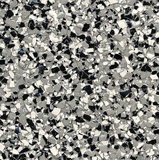Gray, black, and white speckled epoxy floor coating.