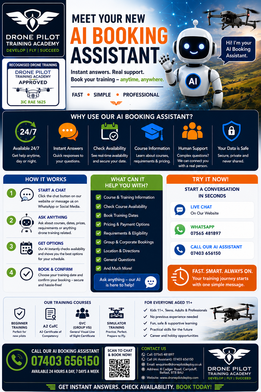 Drone Pilot Training Academy Infographic A I Booking Assistant