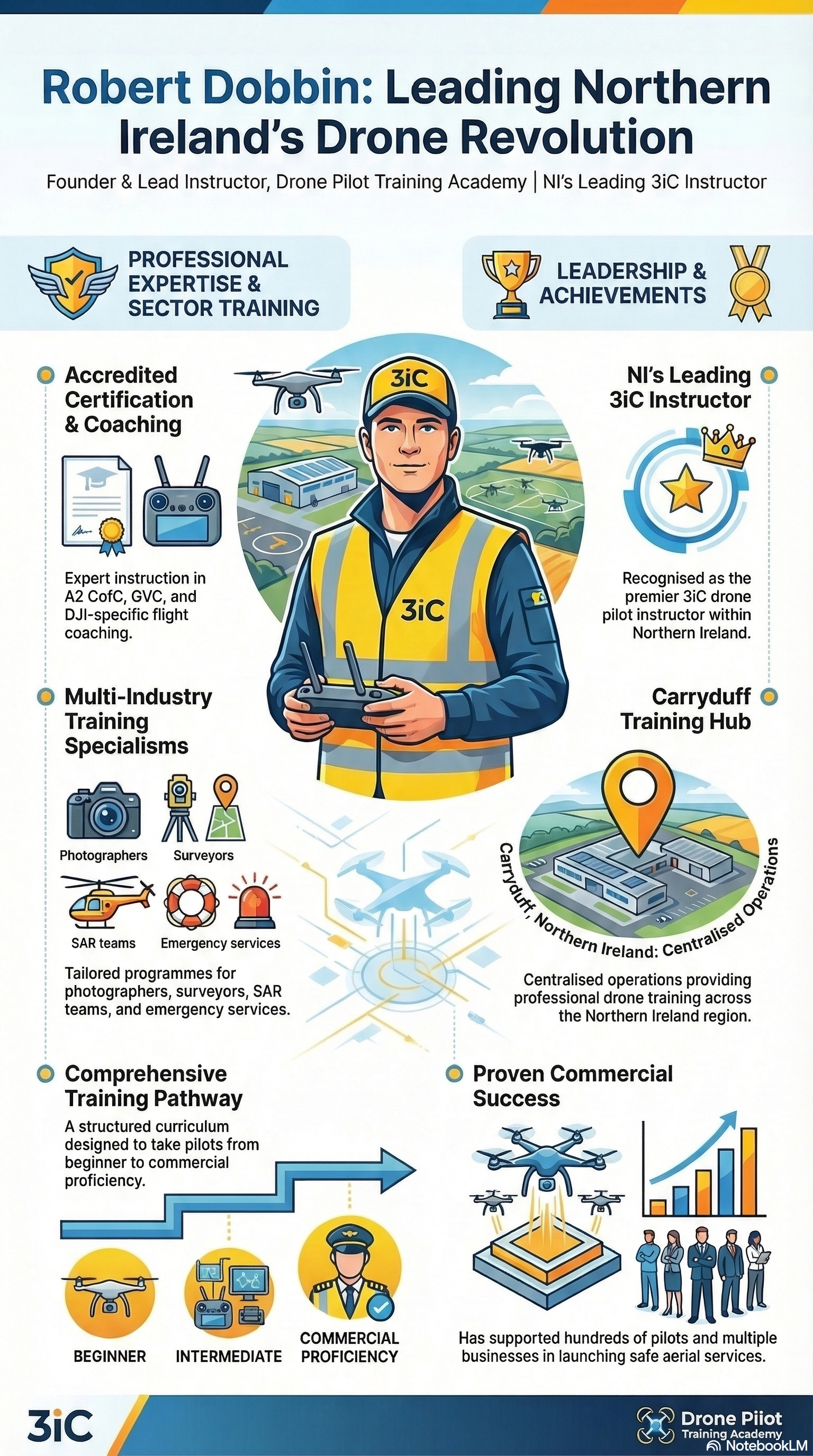 Robert Dobbin 3iC Drone Pilot Instructor Northern Ireland Infographic