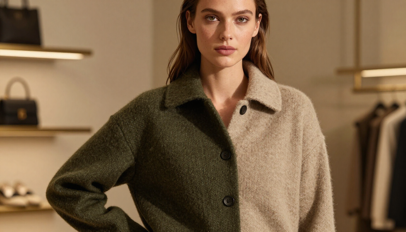 Woman in stylish fashion top and outerwear