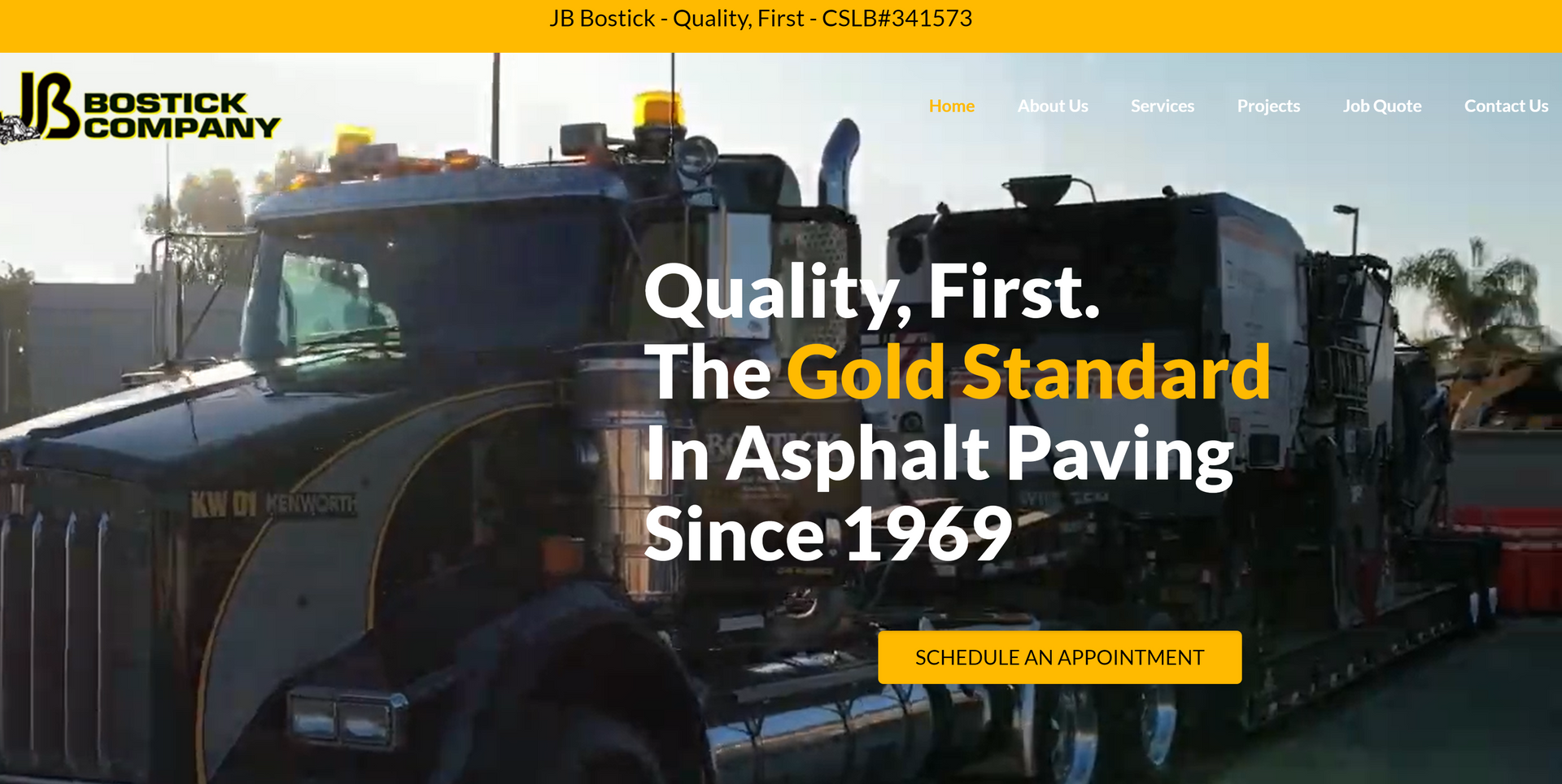 The homepage of a website for asphalt paving company.