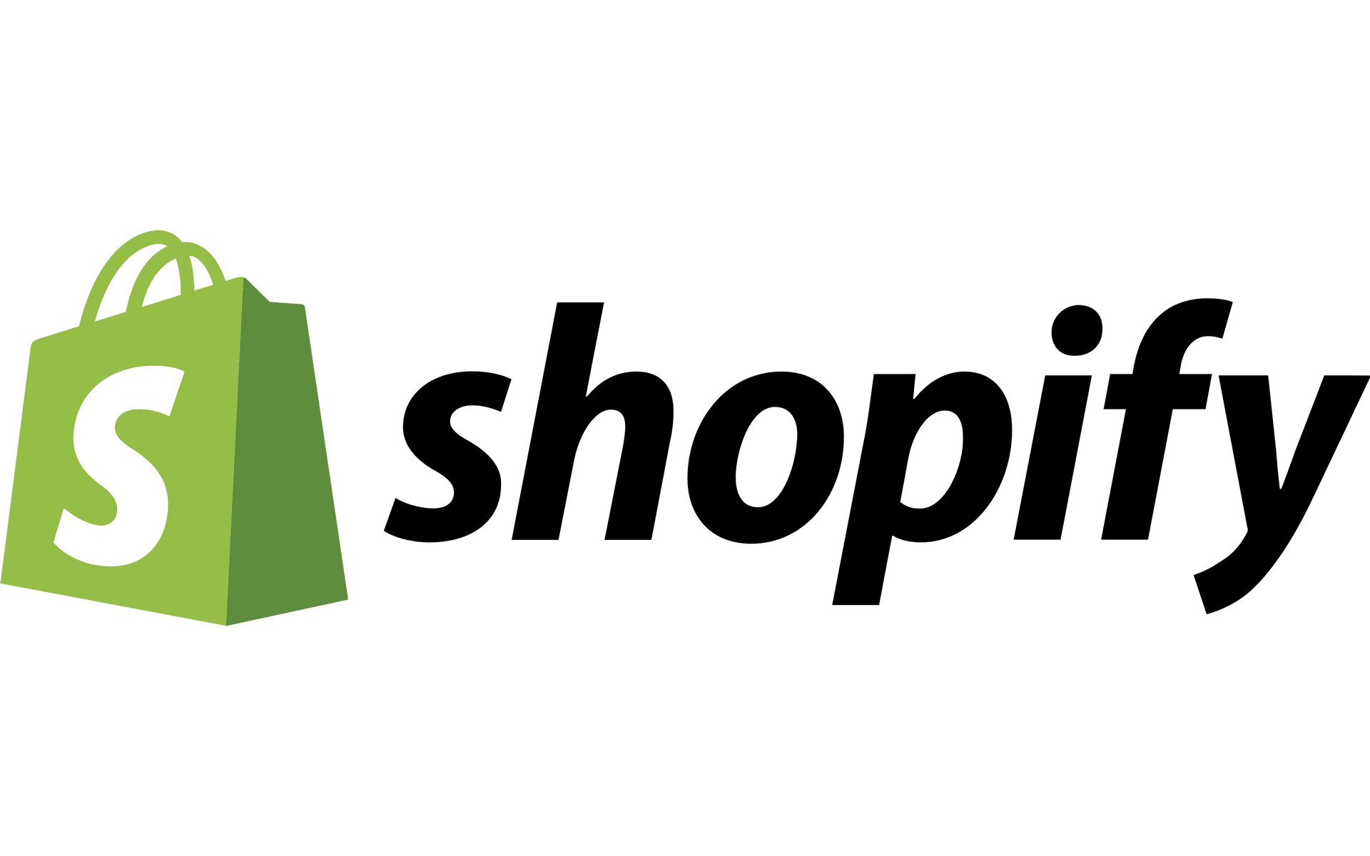 The logo for shopify is a green shopping bag with a white s on it.