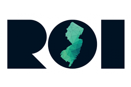 ROI logo with a circular image of New Jersey in green geometric design.