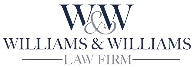 Williams & Williams Law Firm logo in navy and gray with stylized “W&W” monogram