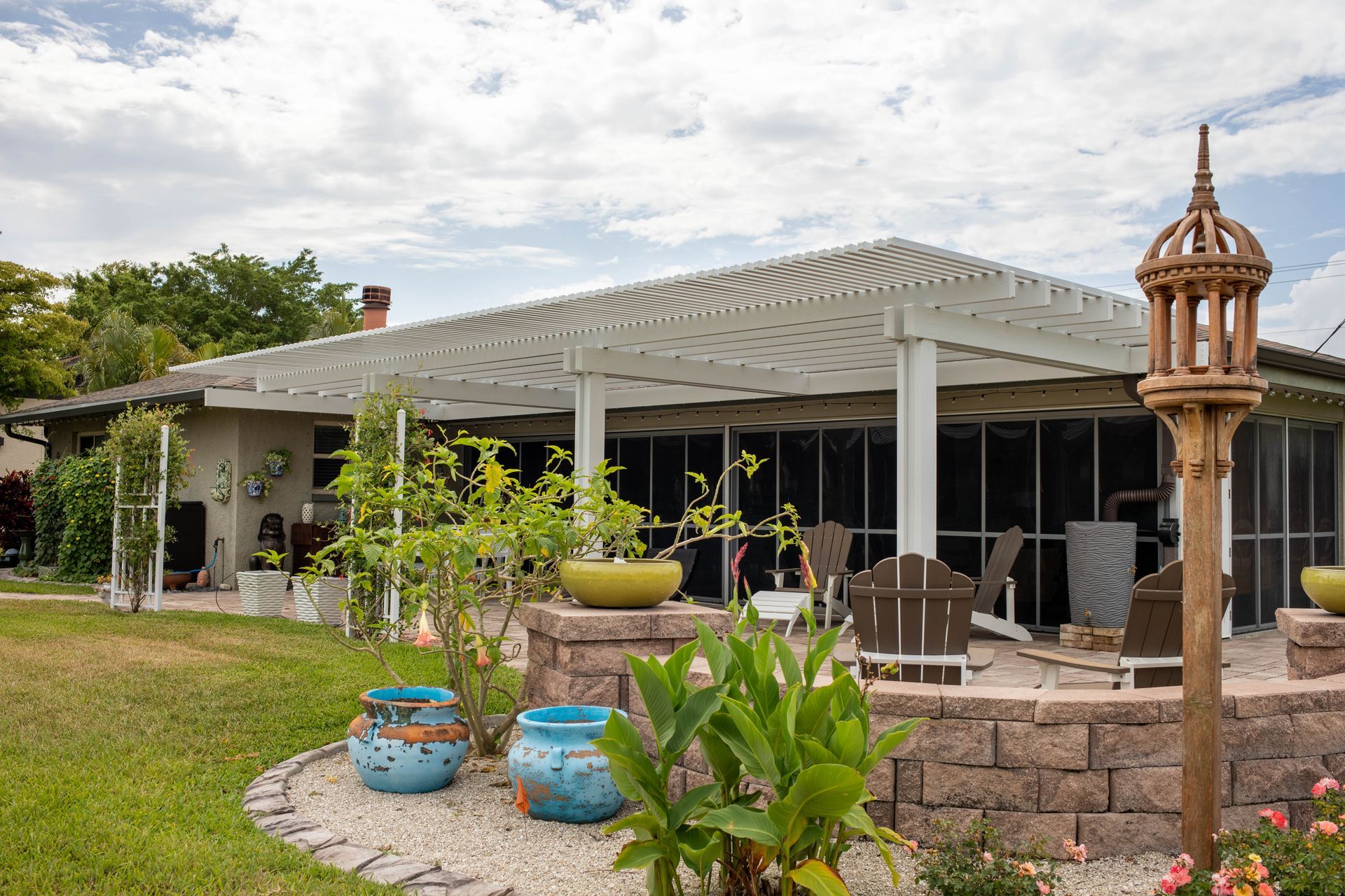 white aluminum pergola Fort Myers FL