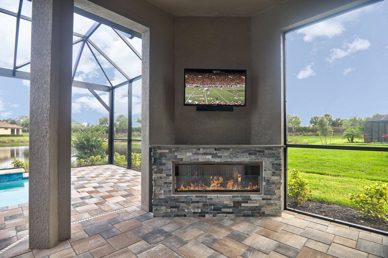 Gas outdoor linear fireplace, Naples, FL