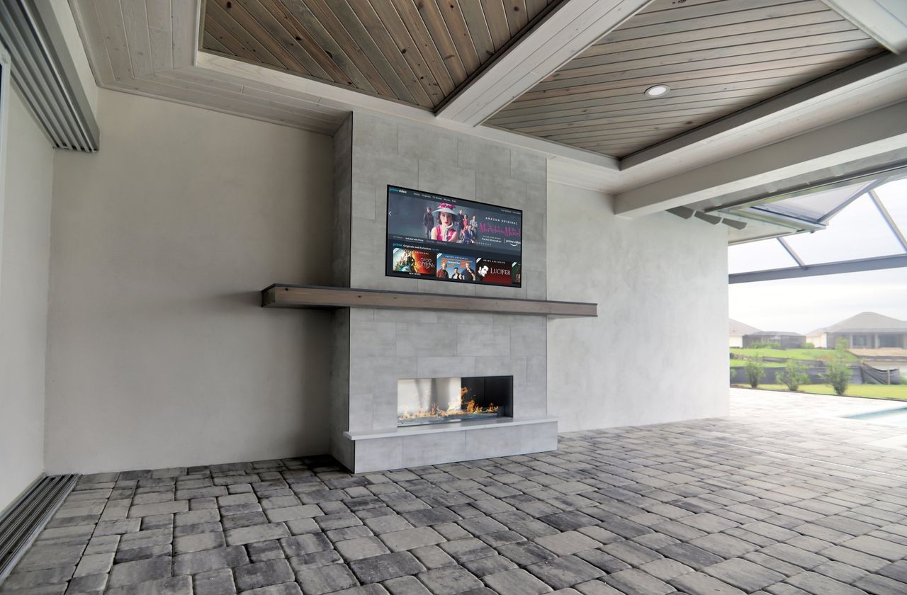 porcelain tile outdoor fireplace Naples, FL