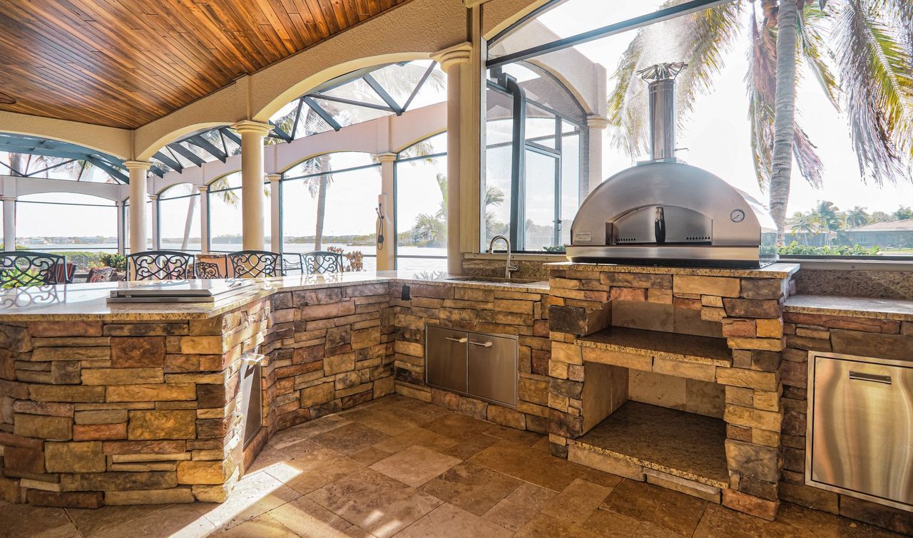 cultured stone outdoor kitchen cabinet finish Miramar Lakes FL