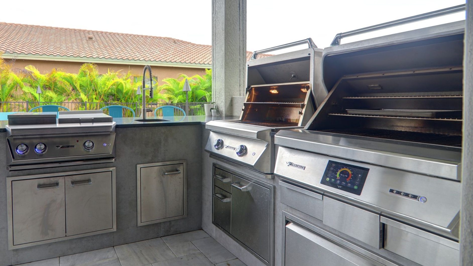 Twin Eagles grill griddle and pellet grill outdoor kitchen Estero FL