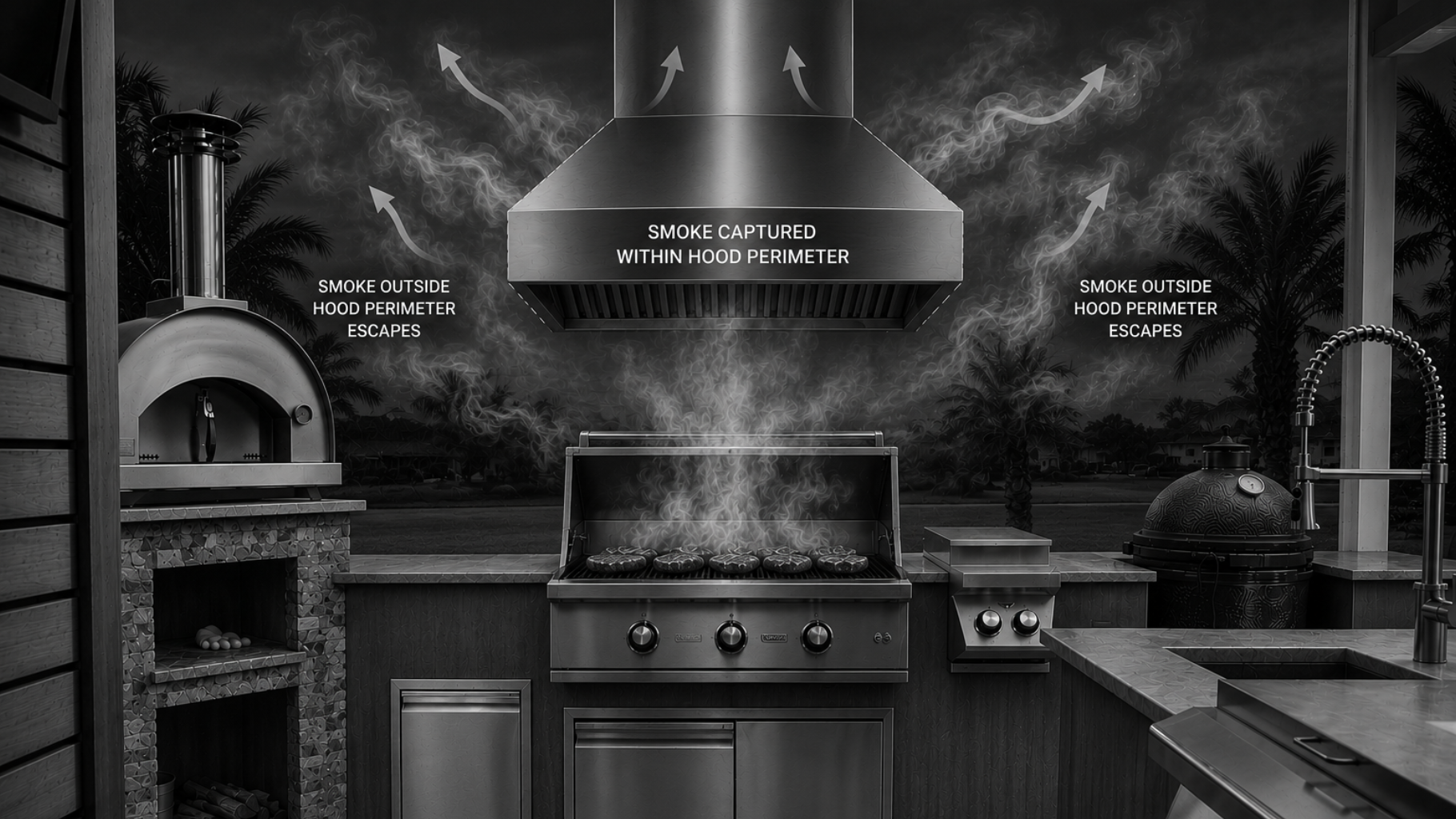 outdoor island vent hood is for looks only HL Posey Builders