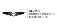 Genesis logo and “Certified Collision Repair Center” text on a white background