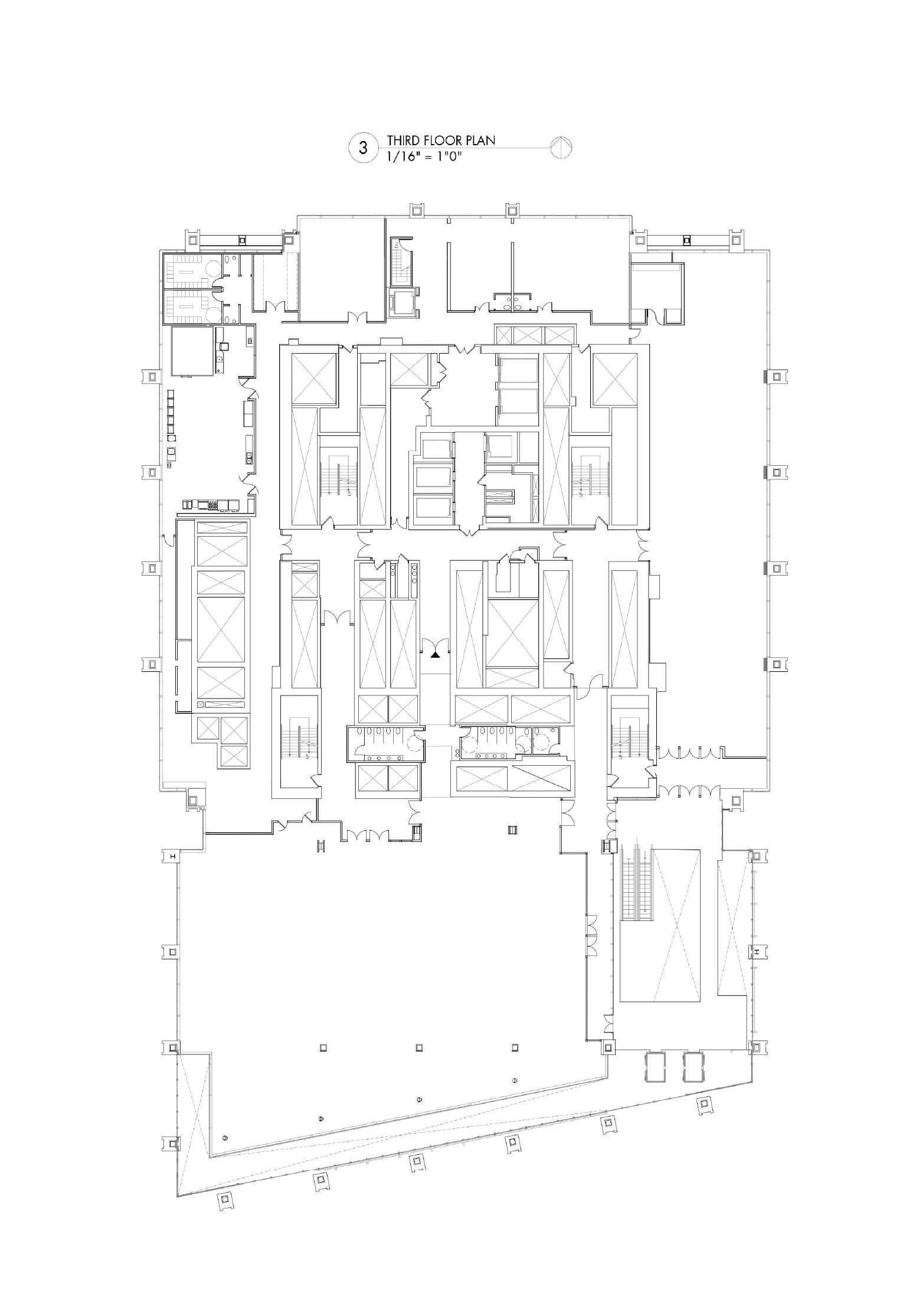 Black-and-white architectural floor plan with room layouts, dimensions, and labels