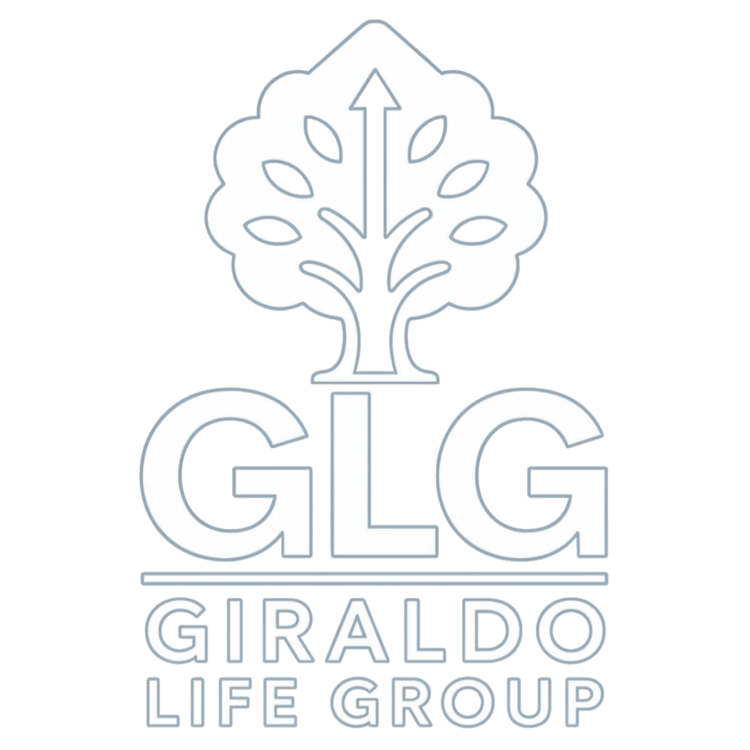 Light blue logo for Giraldo Life Group, featuring an outlined tree above the acronym GLG and company name.