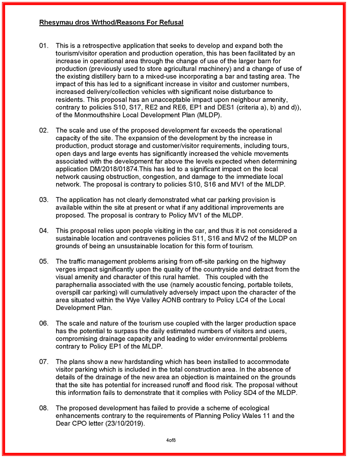 Silver Circle Distillery Catbrook Retrospective Planning Refusal Notice Silver Circle Distillery Catbrook Retrospective Planning Refusal Notice