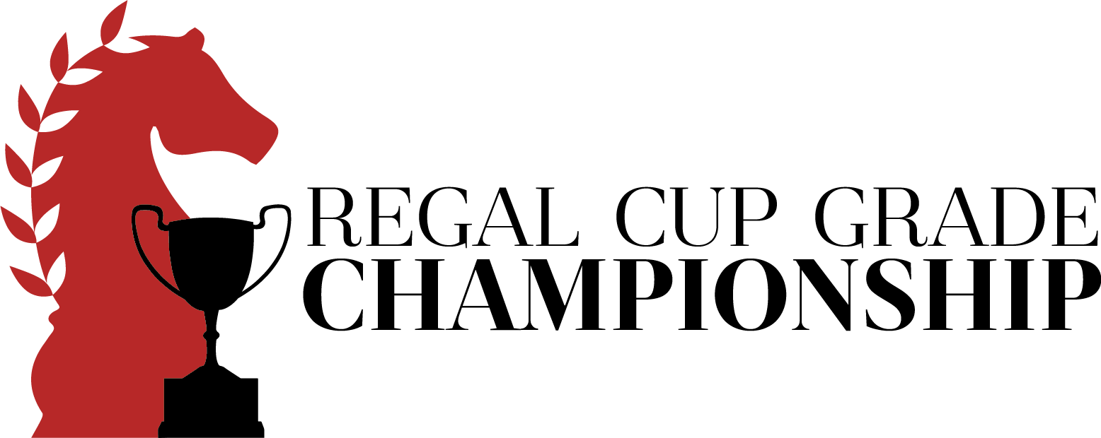 A logo for the regal cup grade championship with a silhouette of a horse and a trophy.