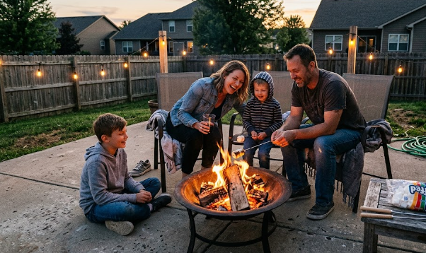 Beautiful concrete patio for outdoor living and family gatherings.