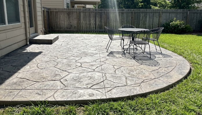 A beautiful stamped concrete patio built by a trusted concrete contractor in Richland WA.