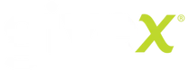 A green letter x on a white background