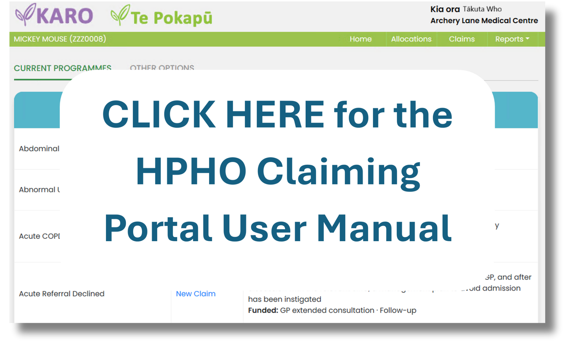 HPHO Claiming Portal User Manual