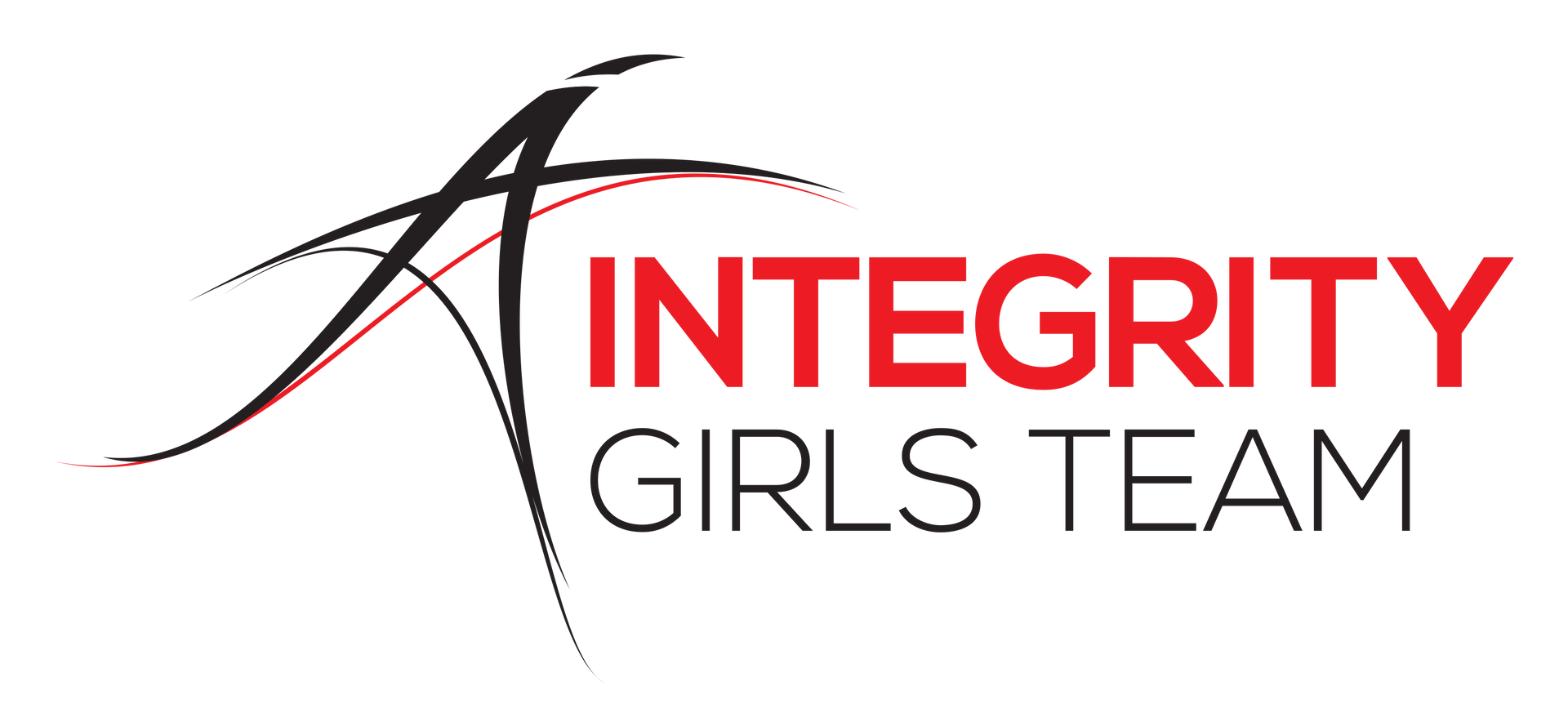 Integrity Girls Team logo with stylized black and red swoosh text on a white background