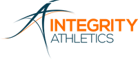 The logo for integrity athletics is blue and orange