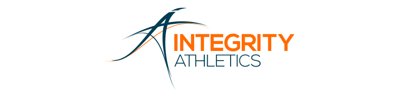 Integrity Athletics logo with blue/orange stylized figure and text on white background