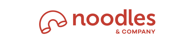 Noodles & Company red logo with stylized noodle icon on a white background
