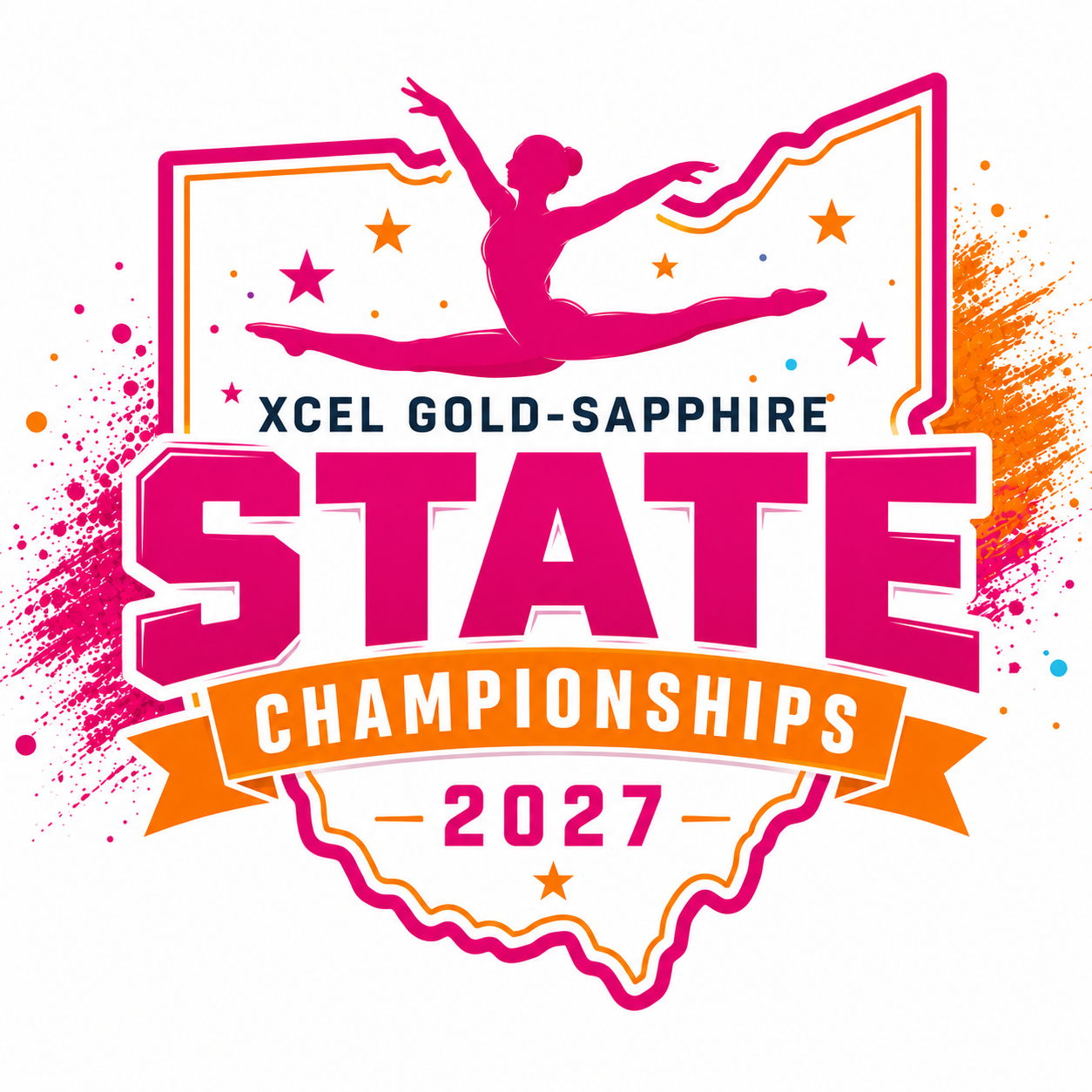 The logo for the usa gymnastics ohio xcel state championships