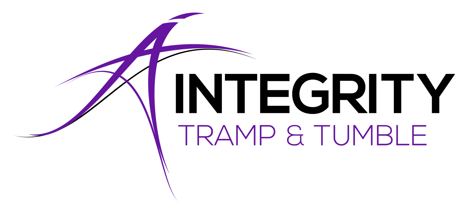 Integrity Tramp & Tumble logo with purple stylized figure and black text