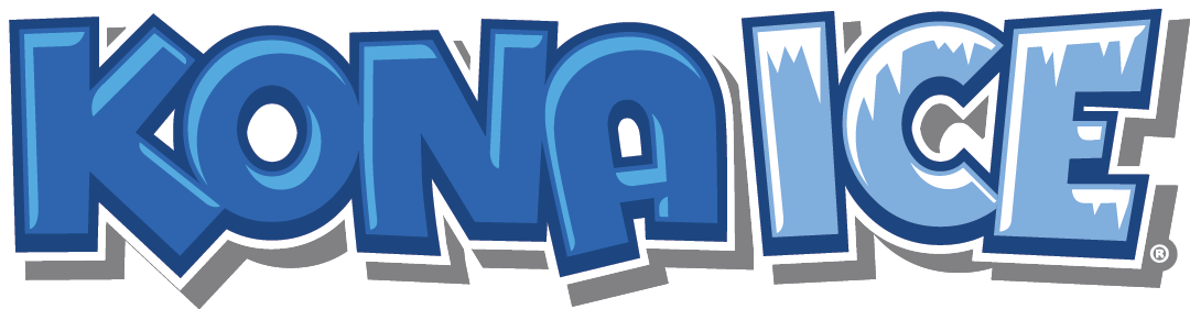 KONA ICE logo in bold blue and white lettering
