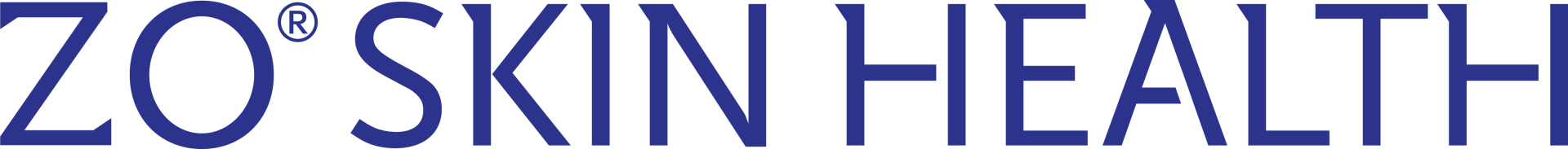 A blue and white logo for zo skin health